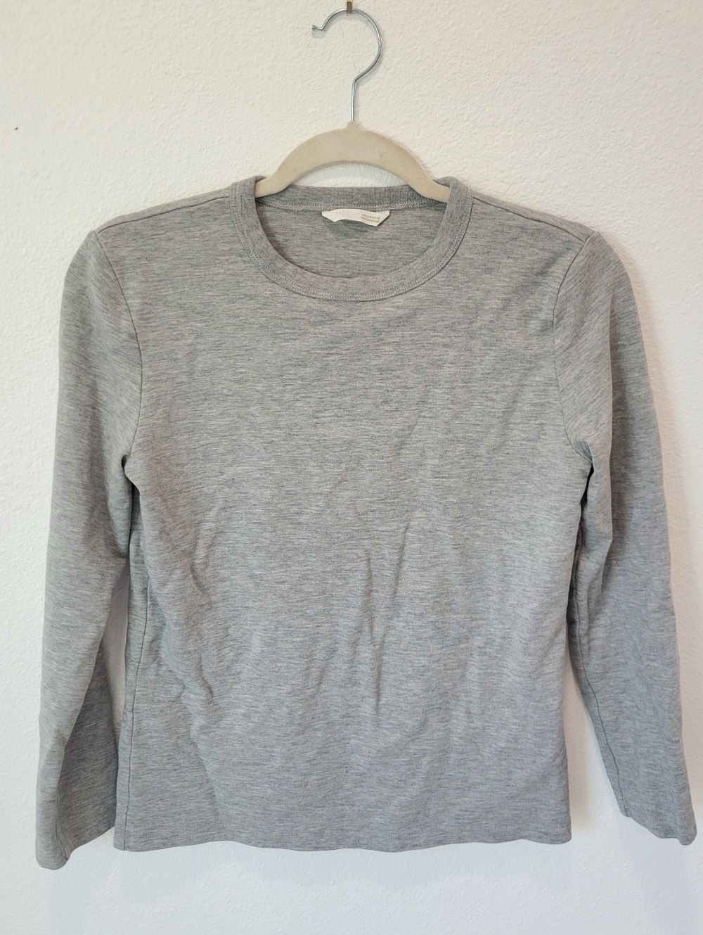 Zara Gray Long Sleeve Crewneck T-Shirt M Basic Normcore Layering